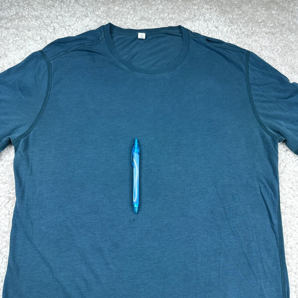 Lululemon T-Shirt Mens Medium Blue Performance Wicking Tee Active Gym- FLAW - Image 4 of 4