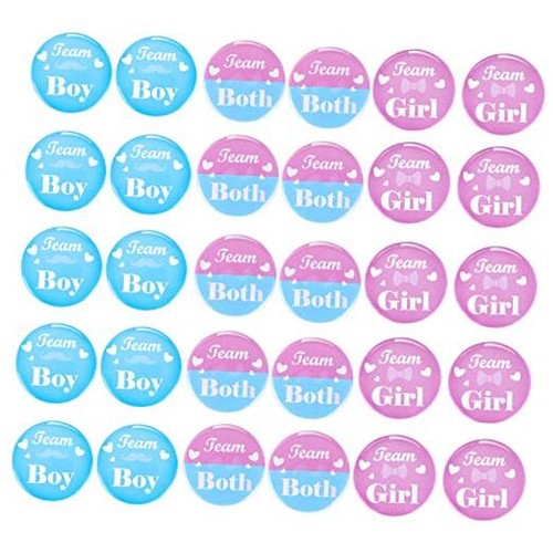 Yaomiao 30 Stück Team Girl Junge Button Pins Gender Reveal Button Pins Baby