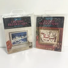 Vintage AVON Creative Needlecraft CREWEL EMBROIDERY Kit Lot Winter Snow Country