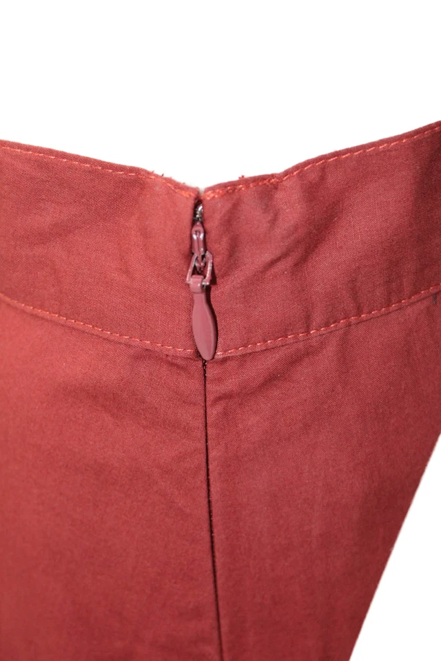 Falda midi Ulla Johnson para mujer con cremallera lateral festoneada con ojales roja de algodón talla 4 Foto 4 de 4