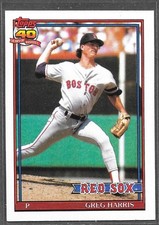 1991 Topps Greg Harris #123 Boston Red Sox Near Mint - Free Shipping