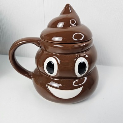 Neuheit Emoji Tasse mit Deckel lustig Smiley Poo Tasse Geschenk Puckator