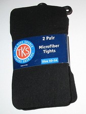 SEARS THE KIDS SOURCE - 2 PR. PKG. BLACK MICROFIBER TIGHTS - 10-14 - 74-110LBS