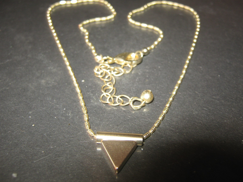 Dainty Brushed Gold Tone Triangle Pendant Chain Collar Choker Necklace ...