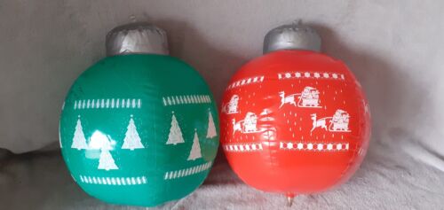 Red & Green Plastic Blow Up Christmas Baubles…marked as shown - Afbeelding 1 van 4