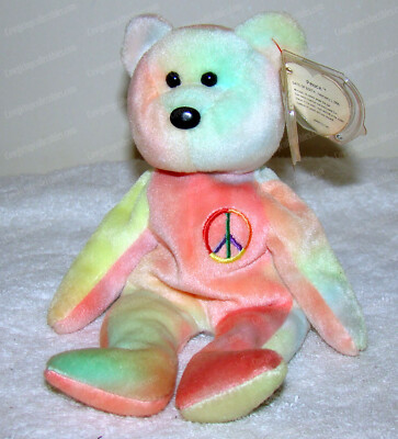 Ty Beanie Babies, Tie Dye Peace Bear, February 1, 1996 - PE