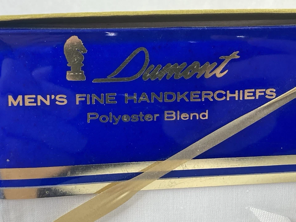 Vtg 1960s  Gift Set of 3 Dumont Mens Handkerchiefs Monogrammed H Perm Press - Image 2 of 4