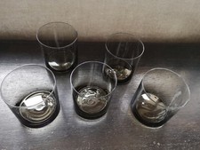 X5 Vintage Smoked Glass Tumblers 8 cm High