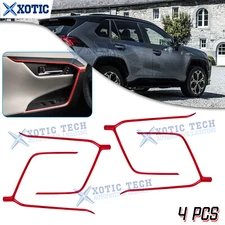 For Toyota RAV4 2019-25 Sporty Red Inner Door Armrest Strip Overlay Decor Trims