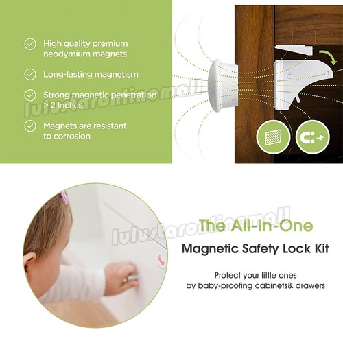 30PCS Magnetic No Drilling Cabinet Drawer Cupboard Baby Kids Safety Locks OZ - Picture 7 of 11