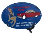 1956 VINTAGE ''FORD THUNDERBIRD'' 16.5X11 INCH PORCELAIN DEALER SIGN.