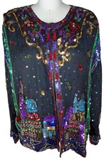 Together Silk Heavily Embellished Sequined Beaded Jacket Size M