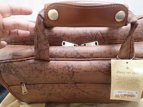 Patricia Nash Sibillini Small Trolley Bag Luggage-Riot Rust Map Print-NWT-$299.9 - 第 17/21 張圖片