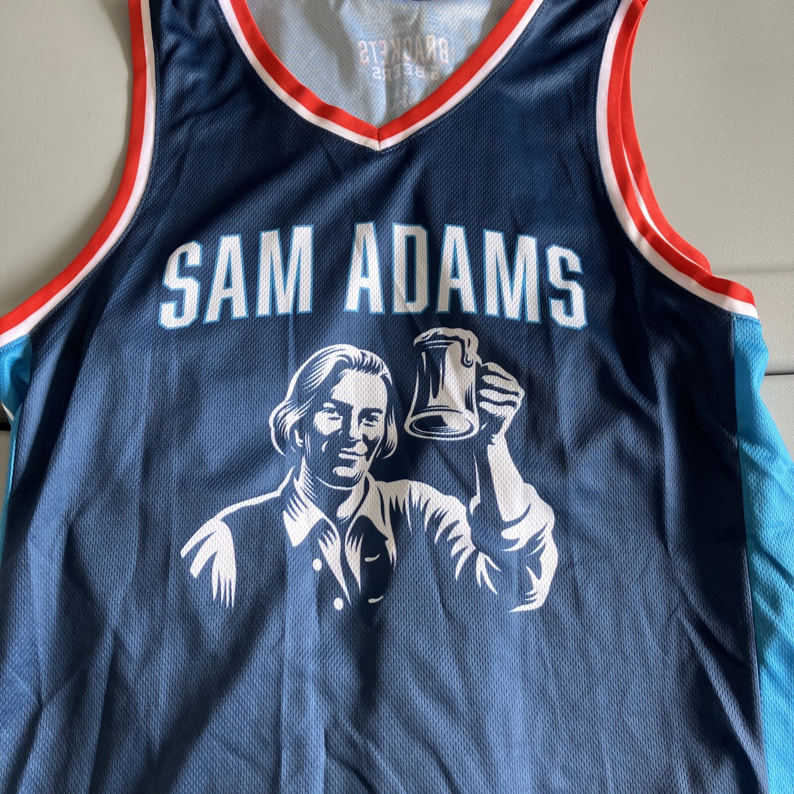 Men’s Sam Samual Adams Brackets & Beers Blue Basketball Jersey #23 Medium