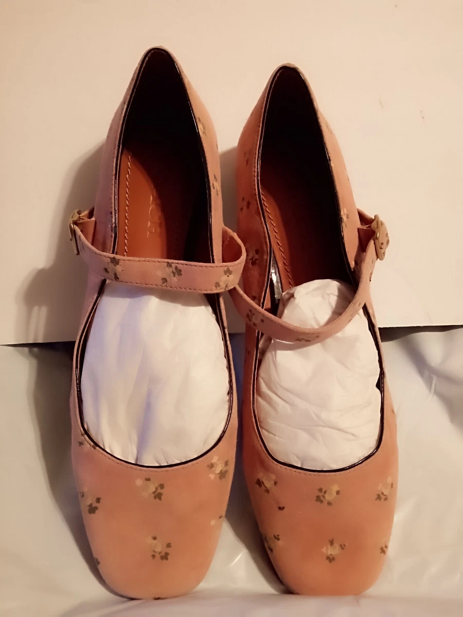 Coach Women Shoes Mary Jane s Paired Blooms Print In Melon Suede