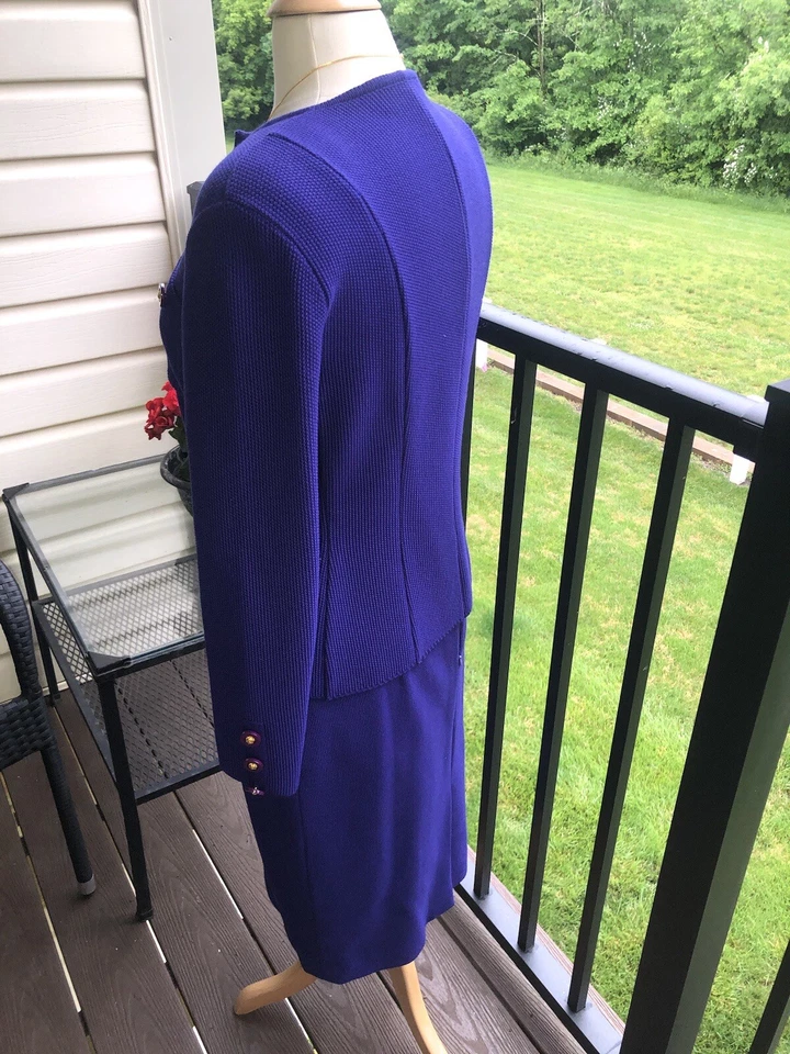 Worldly Things Vintage Purple Wool Skirt Suit Shoulder Pads Womens 8 Wool Italy - Image 4 of 4