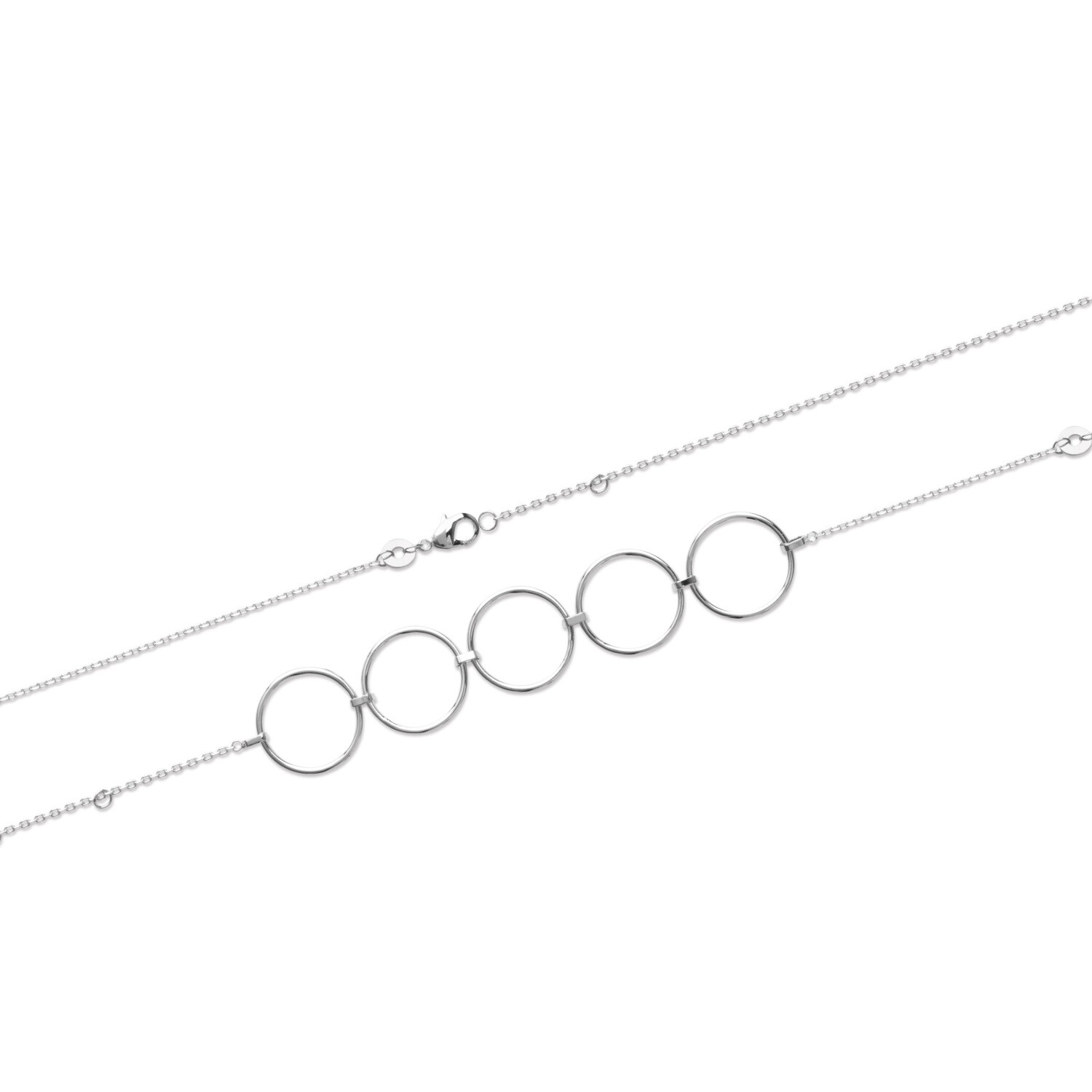Bracelet 5 cercles Argent 925 rhodié - Bijou délicat style minimaliste chic de tous les jours
