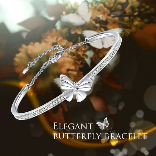 Geburtstagsgeschenk Schmetterling Armreif Armband für Frauen Splitter Ton verstellbar Charms  - Bild 3 von 6