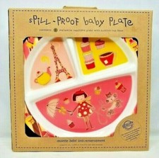 Spill-Proof Baby Plate Melamine Suction Cup Base Paris Cupcake Dog Sugar Booger