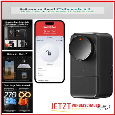 SwitchBot Smart Lock Pro - Elektronisches Türschloss mit App-Steuerung und Al...