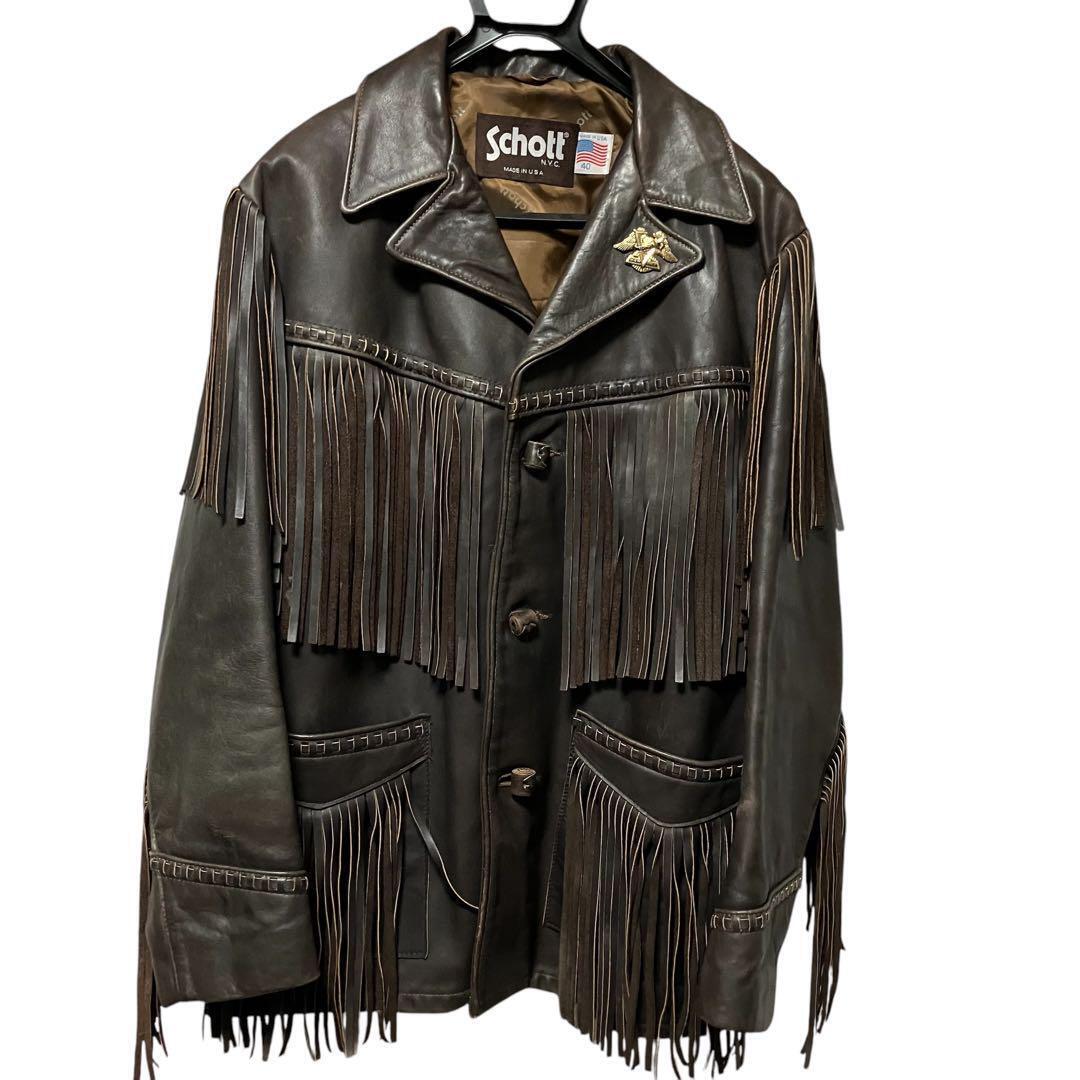 Schott & HARLEY-DAVIDSON Fringe Leather Jacket Brown Men's Schott & HARLEY-DAVIDSON Fringe Leather Jacket Brown Men's