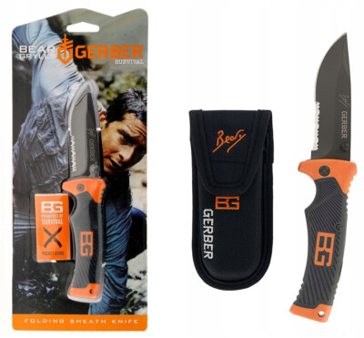 Gerber Bear Grylls Survival Series Folding 3.6'' Combo Blade Knife w/ Sheath NEW