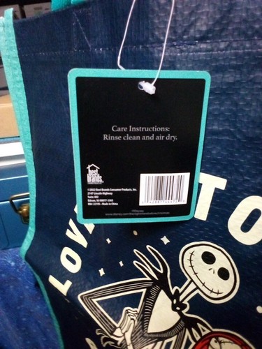 Nightmare Before Christmas Halloween wiederverwendbare Tragetasche Einkaufstasche Herzen & Totenköpfe  - Bild 4 von 5