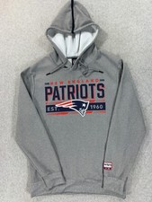 New England Patriots NFL Team Apparel Hoodie Sweatshirt Men's Medium Silver