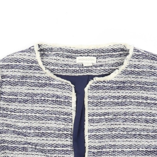 Monsoon Womens Blue Cotton BlendBlazer Size 14 - Picture 4 of 12