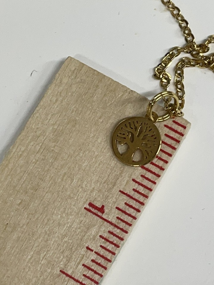 TREE OF LIFE Gold Dainty Necklace 18” Stainless Religious Jewelry NEW