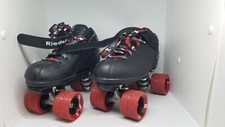 Riedell Black Red Hook Loop Lace Up Dart Quad Derby Speed Roller Skates 8 Used