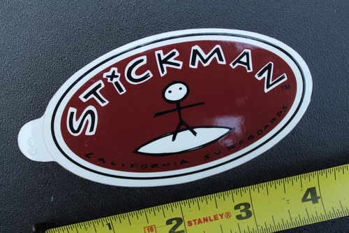 Stickman Surfboards Original Red White Clothing Tag V43B Vintage Surfing STICKER