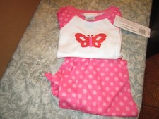 American Girl BITTY BABY BUTTERFLY PJ'S PAJAMAS FOR GIRLS SIZE MED 4/5 NWTS
