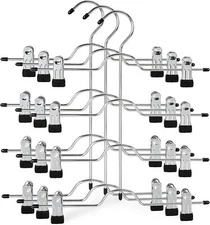 TOPIA HANGER 4 Tier Metal Skirt Hangers for Women, Pants Hanger Black- 3 Pack 