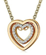 Leaf Infinity Love Double Heart/Sliding Gold Pendant Necklace Jewelry Gifts