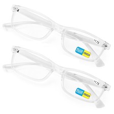 2 Pairs Transparent Frame Modern Rectangular Anti-Blue Blocker Reading Glasses