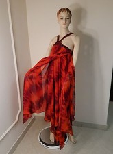 Michael Kors Silk Chiffon Red Snakeskin Strap Runway dress/maxi gown Italy sz 10