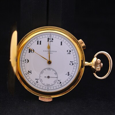 Repetition Chronograph Sina Pocket Vintage 18 Carats Gold Manual Serviced