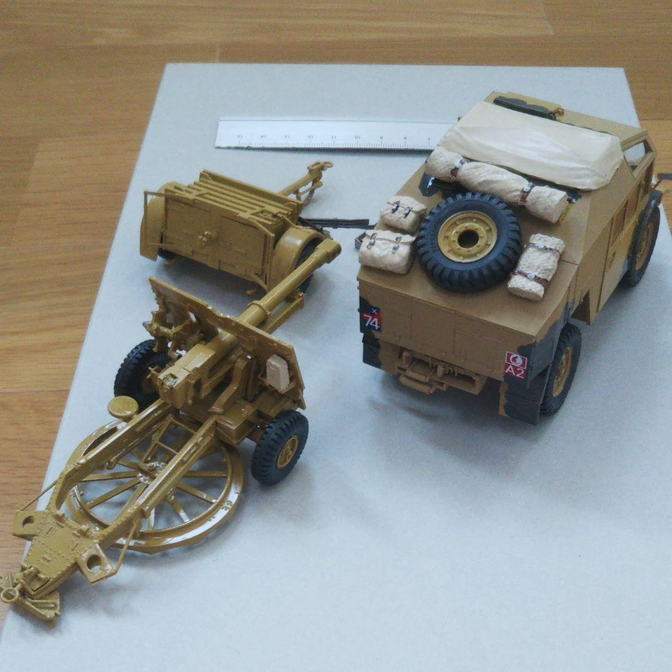 Costruito e dipinto Tamiya 1/35 British 25 PDR Field Gun e trattore Quad gun - Immagine 3 di 4