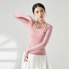 Round Neck Finger Sleeve Loose Practice Clothes Ballet Classical Dance Tops