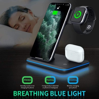 Compatible Mobile Phone Watch Earphone Wireless Charger 3 In 1 Wireless Charger 