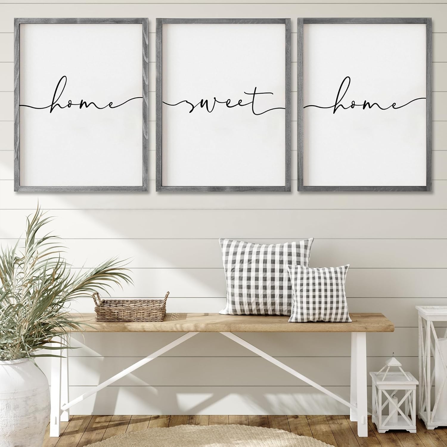 Farmhouse Home Sweet Home Sign Set of 3 Framed Wall Decor for Bedroom