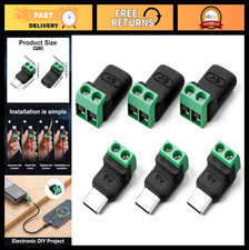 6PCS USB C Solderless Adapter, Type-C Male to 2pin Terminal Connector, 5V 3A DIY