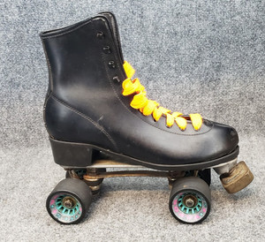 Vintage Mens Black Roller Skate  Wheels Size 11 - Chicago Trophy - Vapor Lites