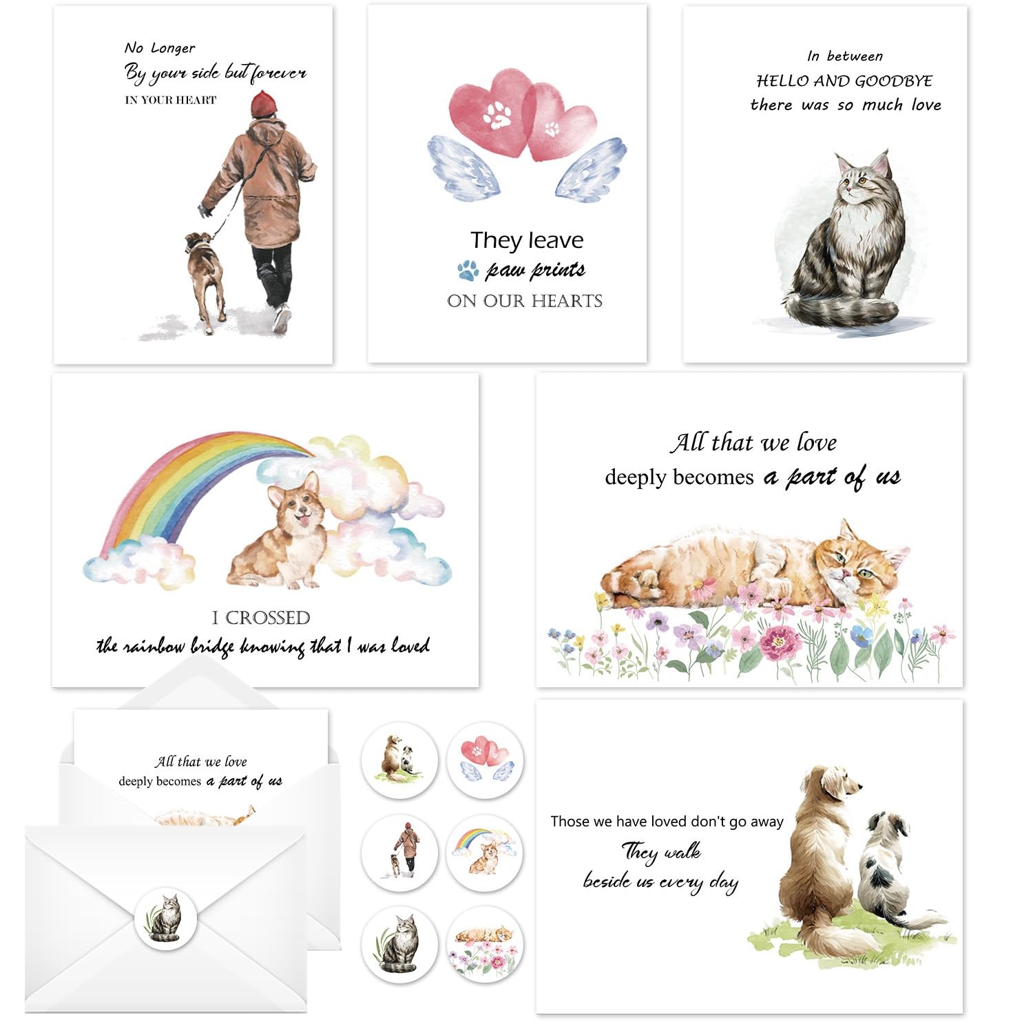 Lovarywow Pet Sympathy Cards Set - 24 Pack 5.9 x 7.9 inches, White