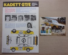 OPEL KADETT GT/E orig 1978 UK Mkt Cut-Out Model & Publicity Postcard - DOT Rally