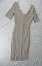 Miss Selfrige - Size 6 - Gold Shimmery - V-Neck S'Sleeve Bodycon Dress