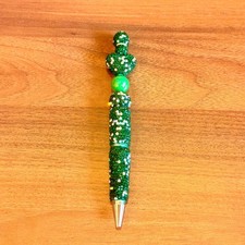 Green Rhinestone Bling Beaded Pen - Glam Stationery