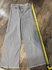Zara Girls Gray Wide-Leg Denim Jeans, Solid, Size 13-14 Years