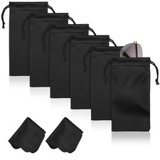 Hoiny 6 Pcs Microfiber Glasses Sunglasses Pouch with 2 Cleaning Large, Black